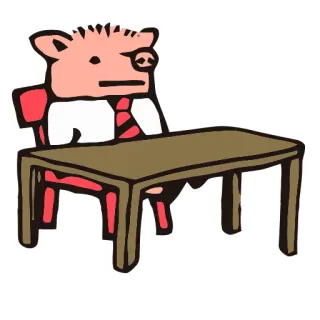 😇 27910b6f 猪, 动物, 卡通, 办公室, 桌子, 商业, 领带 whatsapp sticker