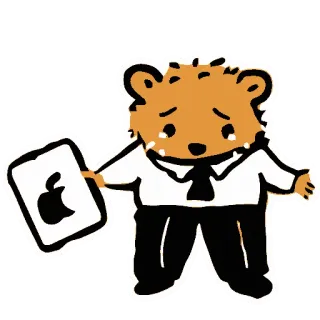 🐻 48b5709b 苹果, 平板电脑, 卡通熊, 办公室, 科技, 动物, 插图 whatsapp sticker