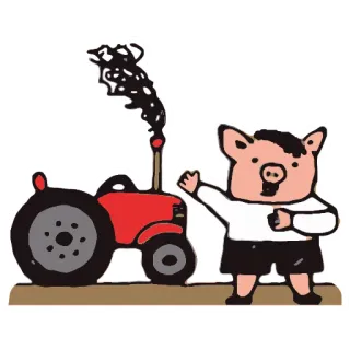 😞 5bcb8bcb 猪, 拖拉机, 卡通, 动物, 农业, 农场, 可爱 whatsapp sticker
