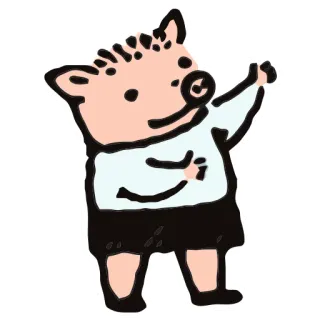 👉 68179a1f 猪, 动物, 卡通, 拟人化, 角色 whatsapp sticker