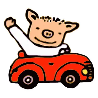 ✋ 84d939d5 猪, 卡通, 汽车, 动物, 驾驶, 搞笑, 可爱, 插画 whatsapp sticker