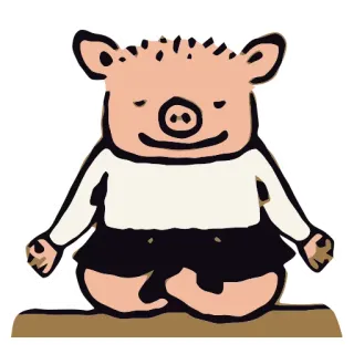👍 8fa93828 猪, 冥想, 瑜伽, 卡通, 动物, 平静 whatsapp sticker