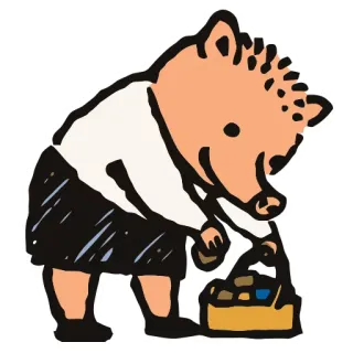 🍭 b1058dc8 卡通, 动物, 刺猬, 插图, 篮子, 角色, 绘画 whatsapp sticker