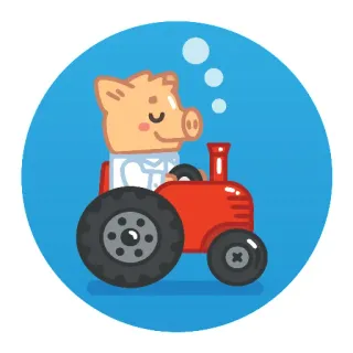 🐷 b9c0fab9 猪, 拖拉机, 动物, 卡通, 车辆, 农场, 驾驶, 红色 whatsapp sticker