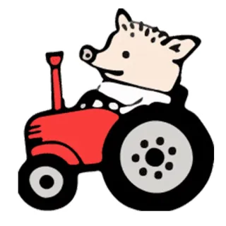 🚑 bba6fc4e 猪, 拖拉机, 农场, 动物, 卡通, 农业 whatsapp sticker