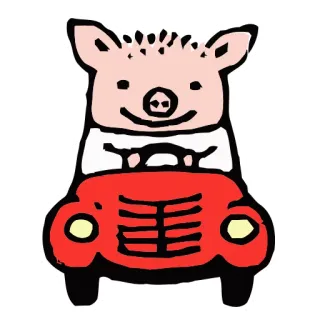 🐖 c7a7902d 猪, 汽车, 动物, 驾驶, 卡通 whatsapp sticker