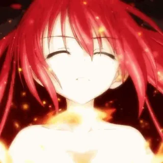 🔥 1ede004d 애니메이션, 빨간 머리, 여자, 불 whatsapp sticker