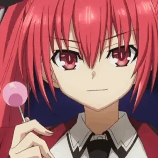 🔥 b61570ef 애니메이션 여자, 빨간 머리, 막대 사탕, 미소 whatsapp sticker