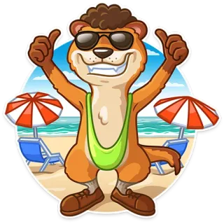 👍 3efc8826 otter, strand, badeanzug, cartoon, sonnenbrille, urlaub whatsapp sticker