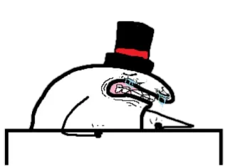 😭 61fb4090 มีม, ร้องไห้, หมวก, เศร้า, การ์ตูน, หมวกทรงสูง, สีหน้า telegram sticker