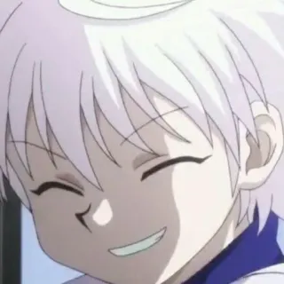 😁 177b1477 Killua Zoldyck Hunter x Hunter Anime, Manga, Charakter, Killua, Hunter x Hunter, weiße Haare, lächelnd telegram sticker