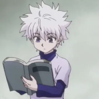 🤓 6df7f3e4 Killua Zoldyck Hunter x Hunter Anime, Junge, Weisse Haare, Lesen, Charakter, Hunter x Hunter, Killua telegram sticker
