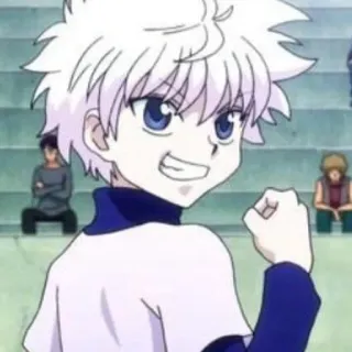 🥳 764f165b Killua Zoldyck Hunter x Hunter Anime, Killua, Hunter x Hunter, Cartoon, Charakter, Manga, lächelnd, animiert telegram sticker