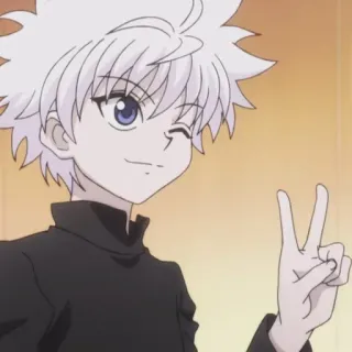 ✌️ 8ed86284 Killua Hunter x Hunter Anime, Charakter, Hunter x Hunter, Killua, Friedenszeichen, Cartoon telegram sticker