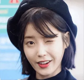 😉 56d23c01 IU IU, korean singer, celebrity, wink, woman, kpop, beret, Korean whatsapp sticker