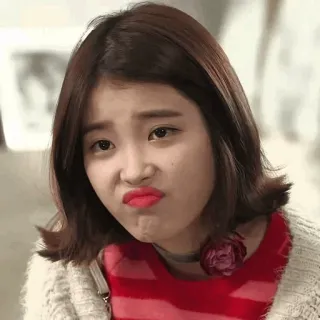 🦋 34a2ff06 femme, fille, visage, portrait, actrice, coréenne, lèvres rouges, expression whatsapp sticker