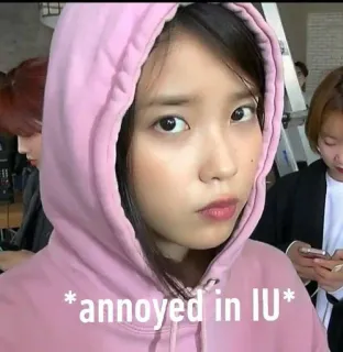 🙃 4b5351d6 IU * annoyed in IU* 生气, IU, 韩国流行, 歌手, 名人, 脸 telegram sticker