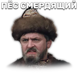 🐶 545f84fc ПЁС СМЕРДЯЩИЙ hombre, gorro de piel, enfadado, ofensivo, ruso telegram sticker