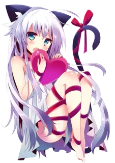 ❤ 2b3c2526 动漫, 猫娘, 爱心, 可爱, 女性, 插画, 漫画 telegram sticker