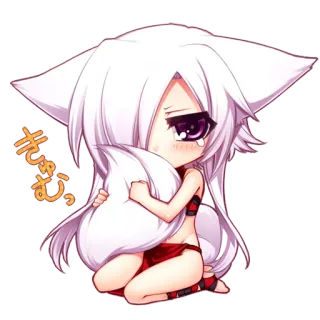 😔 5c4eb058 きゃむっ 动漫, 卡哇伊, 狐娘, 哭泣, 漫画, Q版, 可爱, 女孩 telegram sticker