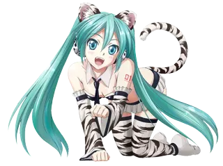 😻 60cebbec Hatsune Miku 动漫, 漫画, 老虎, 可爱, 卡哇伊, Vocaloid telegram sticker