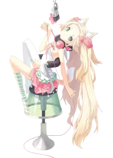 🎧 93eb202c 动漫, 女孩, 耳机, 可爱, 萌, 艺术作品, 插画 telegram sticker