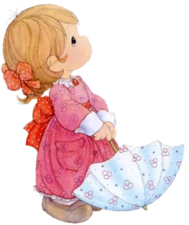 😬 a09be4c0 Precious Moments, girl, umbrella, cartoon, sticker whatsapp sticker