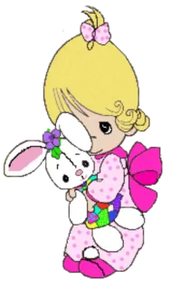 😕 f64b5f81 Precious Moments cute, adorable, girl, bunny, stuffed animal, precious moments whatsapp sticker