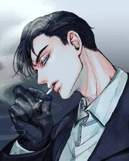 🚬 0addc6bc cigarette, smoking, man, suit, gloves, drawing, art telegram sticker