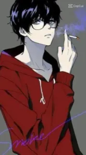 🚬 872f97be make smoking, cigarette, anime, cartoon, glasses telegram sticker