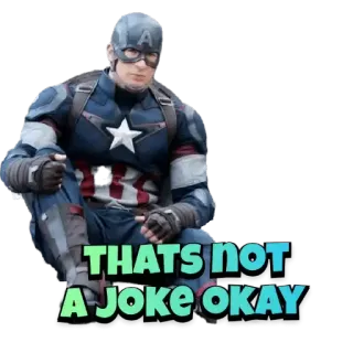 ☹️ 5d44d9e9 Captain America THAT'S not A JOKE OKAY Captain America, Marvel, super-héros, drôle, citation telegram sticker
