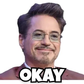 👍 8626d3e3 Tony Stark Marvel Cinematic Universe OKAY robert downey jr, ok, marvel, tony stark, iron man, mcu telegram sticker