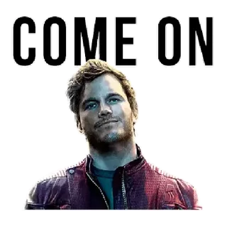 😏 e93b612a Star-Lord Guardians of the Galaxy COME ON film, marvel, personnage, starlord, chrisevans telegram sticker