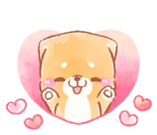 ❤️ 750cceab anjing, imut, hati, shiba inu, stiker telegram sticker