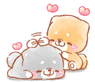 ❤️ b2203af6 imut, kawaii, binatang, hati, anak anjing, anjing, kartun, cat air telegram sticker