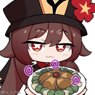 😏 2e616884 Hu Tao Genshin Impact @Fix_x_Fox Hu Tao, Genshin Impact, Anime, Personaggio, Videogioco, Cibo telegram sticker