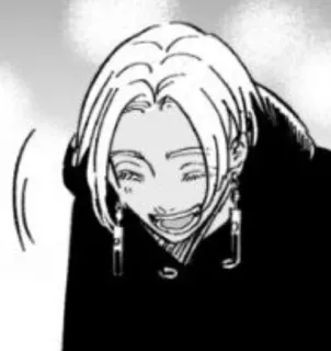 ☺ 7e1e4908 estilo anime, sonriendo, manga, blanco y negro telegram sticker