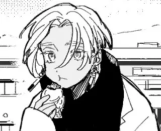 ☺ b136a1d3 Anime, Manga, Comiendo, Retrato, Blanco y negro telegram sticker