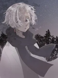 🌟 2b5e8f9b Anime, Fumeur, Personnage, Hiver, Écharpe whatsapp sticker