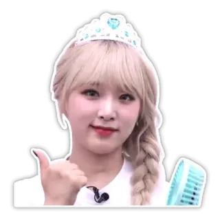 👍 15730b29 Frau, Prinzessin, Krone, Fan, Daumen hoch, blond, lächelnd, Mädchen telegram sticker