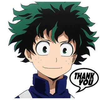 😀 301d5410 THANK YOU Anime, Dziękuję, Zielone włosy, Wiadomość telegram sticker
