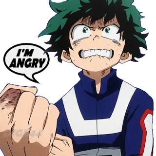 😤 55d3f8be Izuku Midoriya My Hero Academia I'M ANGRY Anime, Postać, zły, Midoriya, My Hero Academia telegram sticker