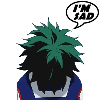 😥 a07983c9 I'M SAD smutny, anime, zielone włosy, zdenerwowany telegram sticker