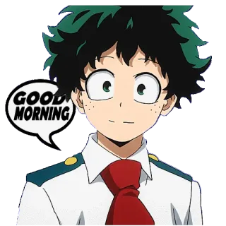 🛏 b8b66cf4 Izuku Midoriya My Hero Academia GOOD MORNING Anime, My Hero Academia, Izuku Midoriya, Dzień dobry, Postać, Naklejka telegram sticker