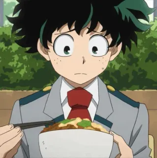 🥦 b345128b Izuku Midoriya My Hero Academia anime, My Hero Academia, Izuku Midoriya, food, eating telegram sticker