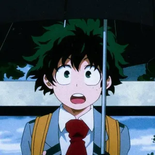 ⚓ 277fdb5e Izuku Midoriya My Hero Academia Аниме, Манга, Изуку Мидория, Моя геройская академия, Персонаж, Дождь, Зонт, Парень telegram sticker