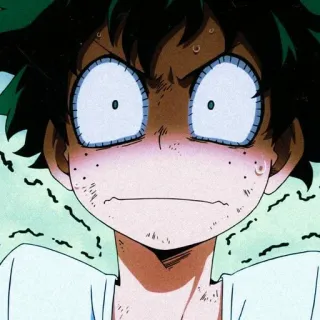 ⚓ 6f130ecb Izuku Midoriya My Hero Academia Аниме, Персонаж, В шоке, Испуганный, Моя геройская академия, Изуку Мидория, Смешной, Стикер telegram sticker