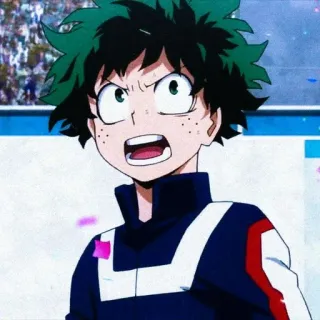 ⚓ e8d9ef84 Izuku Midoriya My Hero Academia Аниме, Персонаж, Студент, Зеленые волосы, Решительный, Моя геройская академия, Изуку Мидория telegram sticker