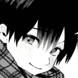 ❄️ 296fb32c Anime, Manga, Junge, Schal, Porträt, Schwarzweiß, Cartoon telegram sticker