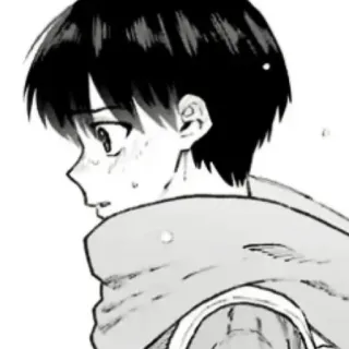 ❄️ 36f7325f Anime, Manga, Junge, Traurig, Monochrom telegram sticker